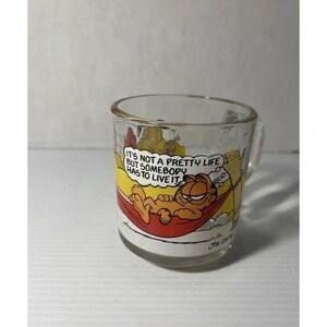 Vintage 1978 Garfield McDonald's Glass Mug Odie Hammock Jim Davis Cartoon Cup